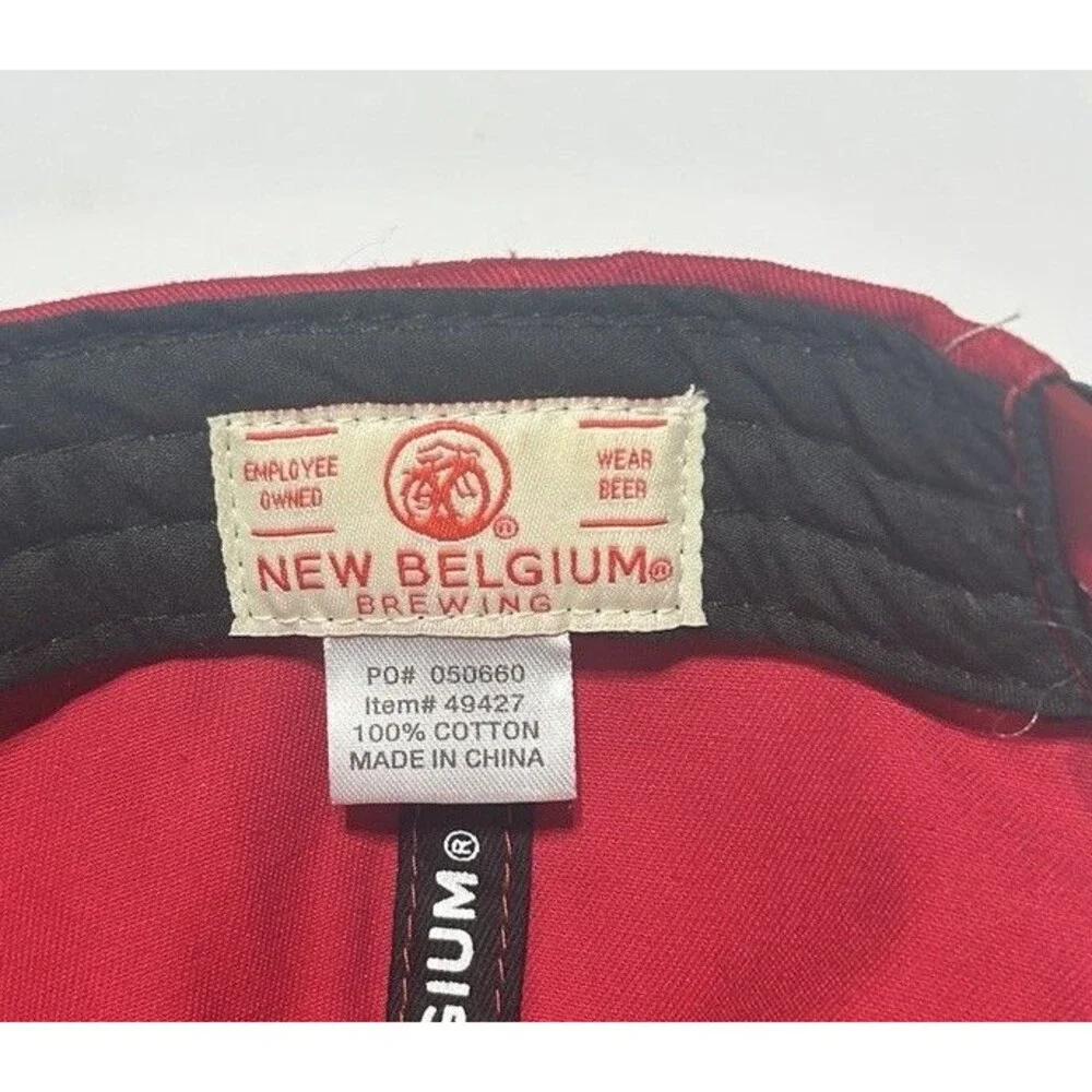 New Belgium Brewing Red Snapback Hat Employee Owned Cotton Cap